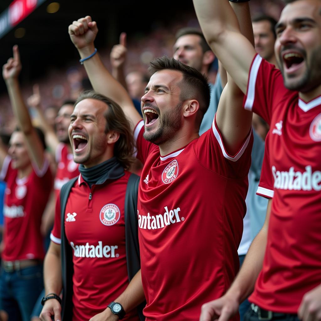 Santander Leverkusen Fans im Trikot