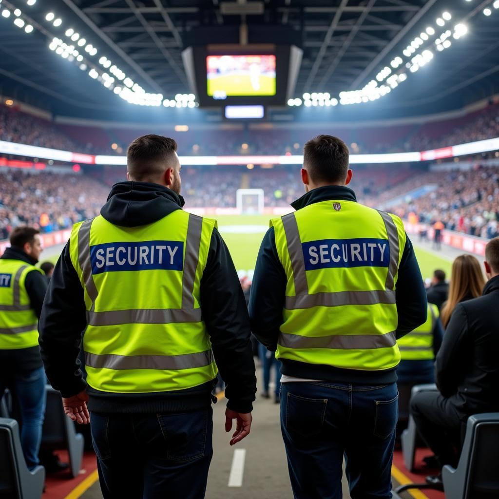 Sicherheitspersonal im Einsatz in der BayArena Leverkusen