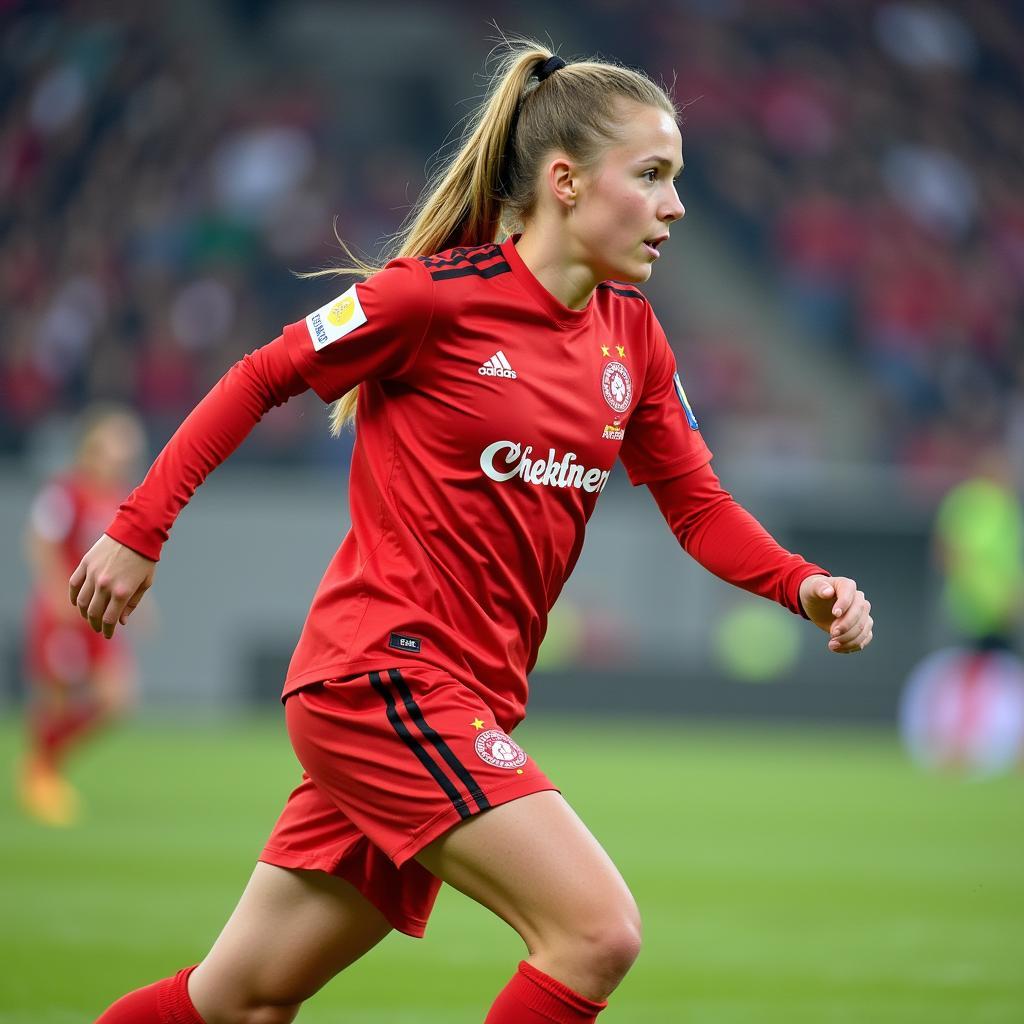 Simone Ludwig in ihrer Jugendzeit beim Bayer 04 Leverkusen