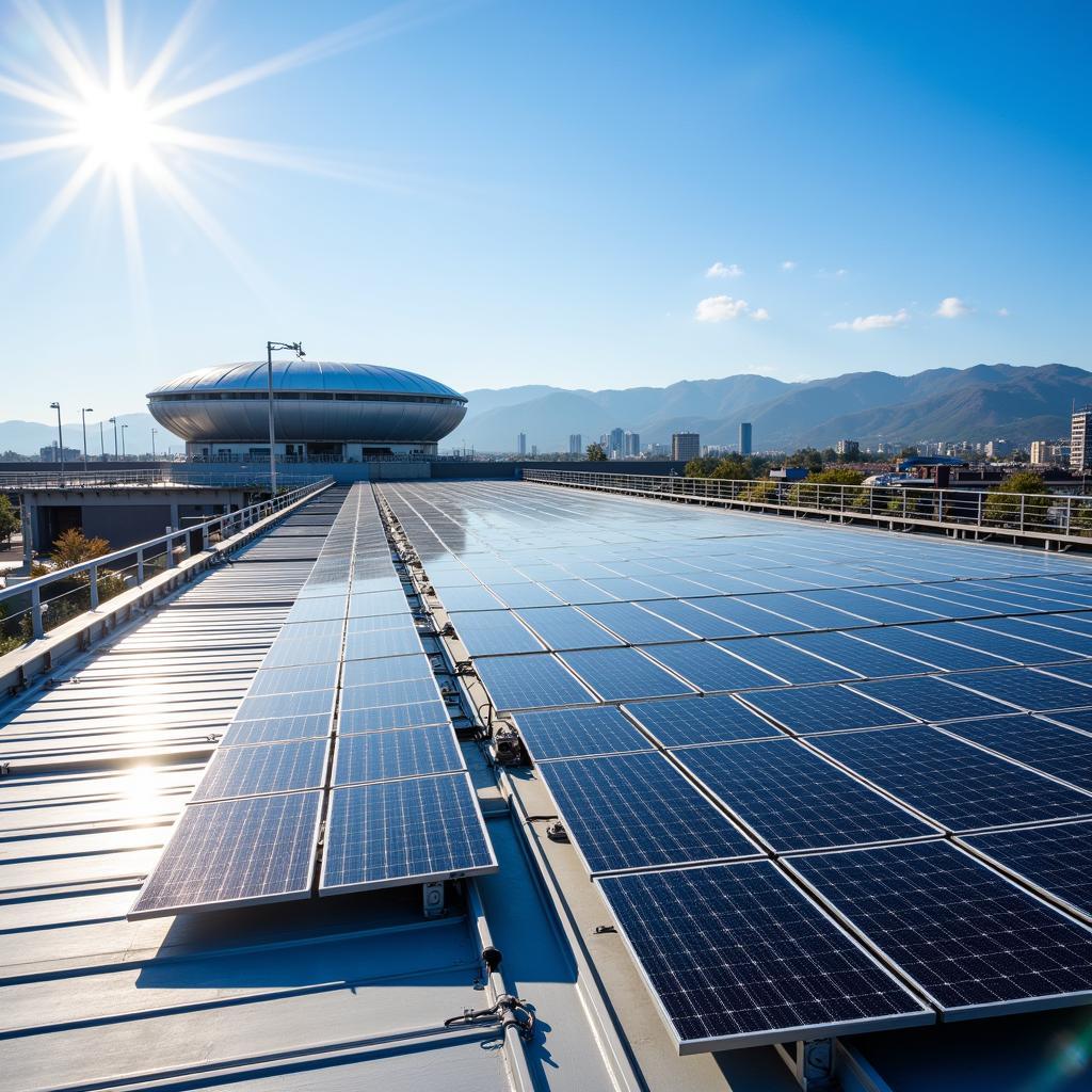 Solaranlage auf dem Dach der BayArena