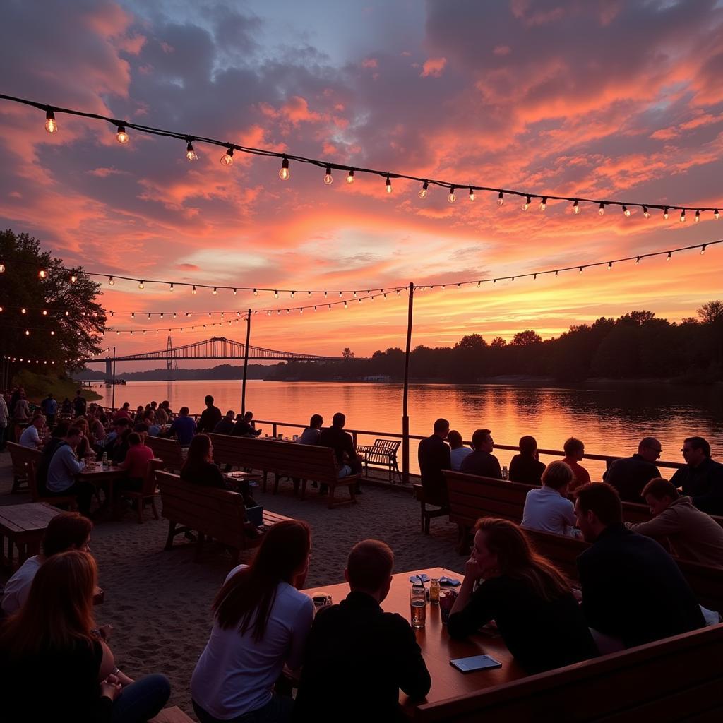 Sonnenuntergang von der Leverkusen Strandbar