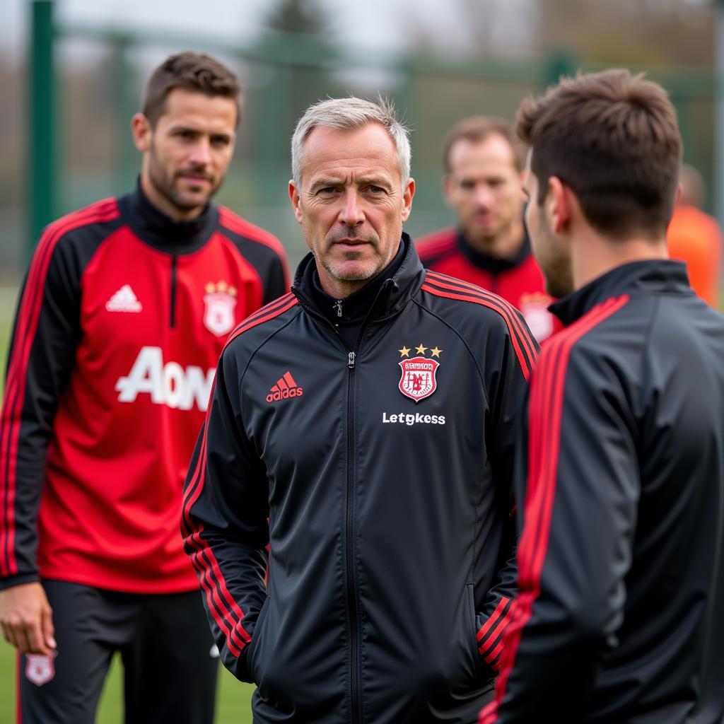 Sportdirektor und Trainerstab Bayer 04