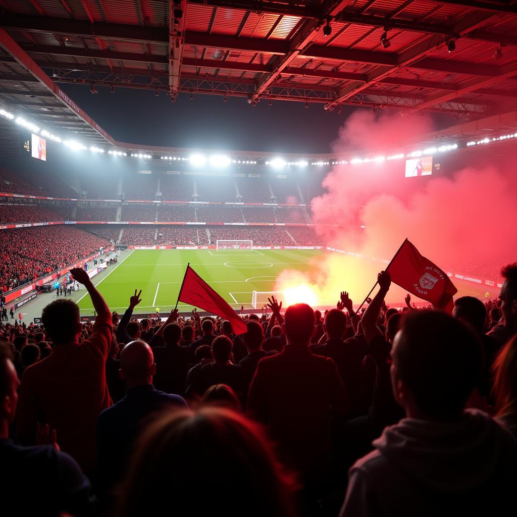 Die atemberaubende Atmosphäre im Stadion beim Derby Köln gegen Leverkusen.