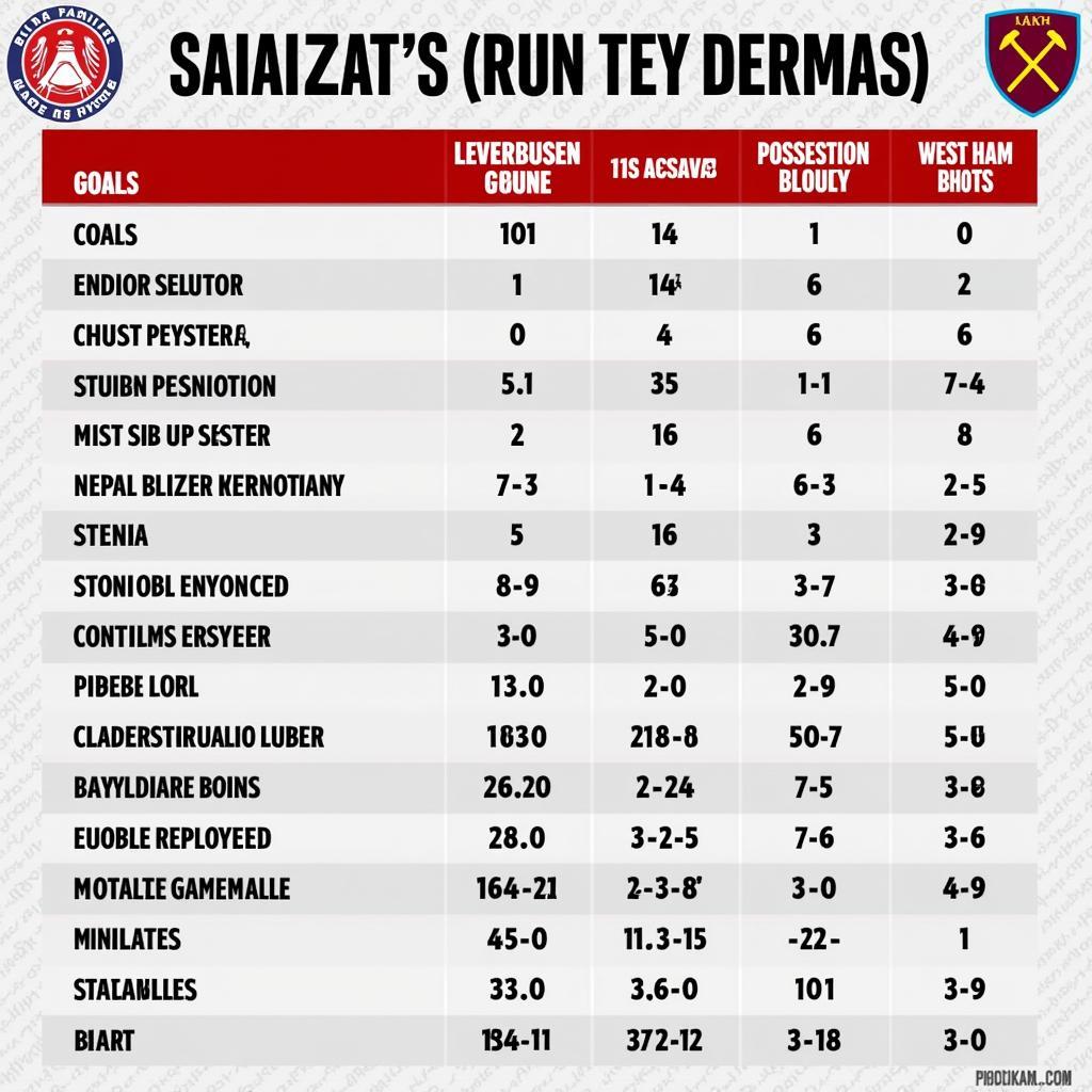 Statistische Übersicht: Leverkusen vs. West Ham