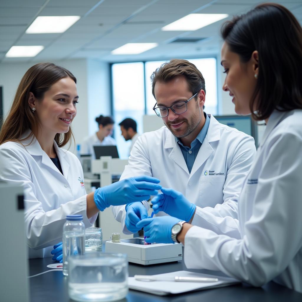 Ein diverses Team von Mikrobiologen bei der Arbeit