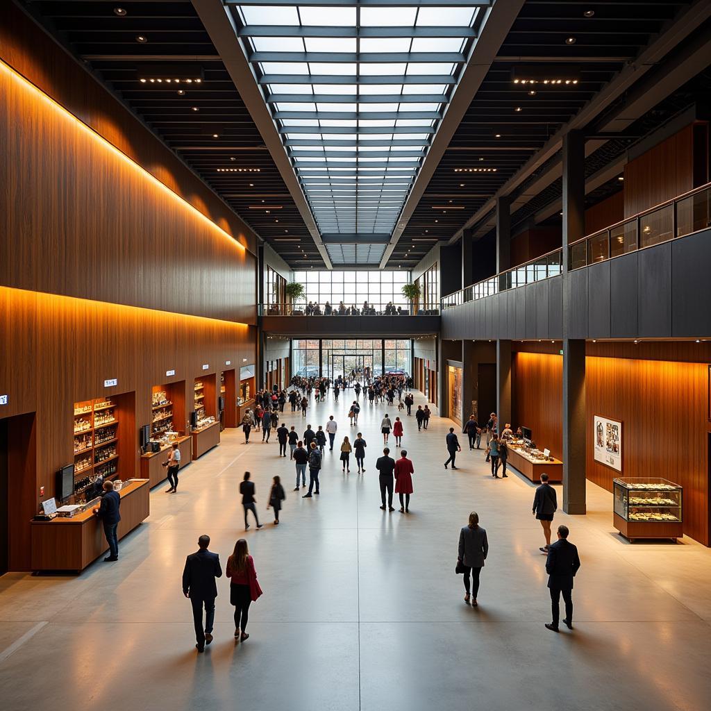 Das Foyer des Theater Leverkusen mit Besuchern