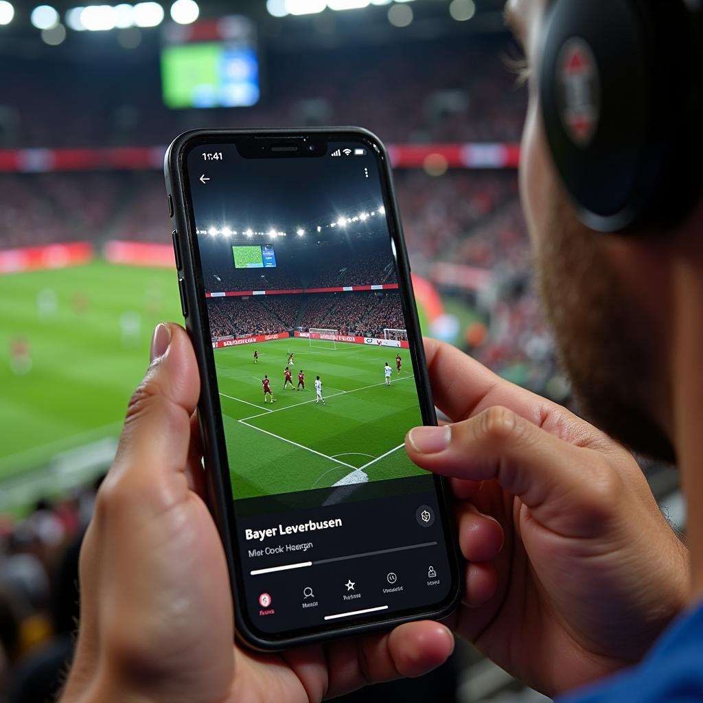 Watching live football streams on a smartphone via a TV app.