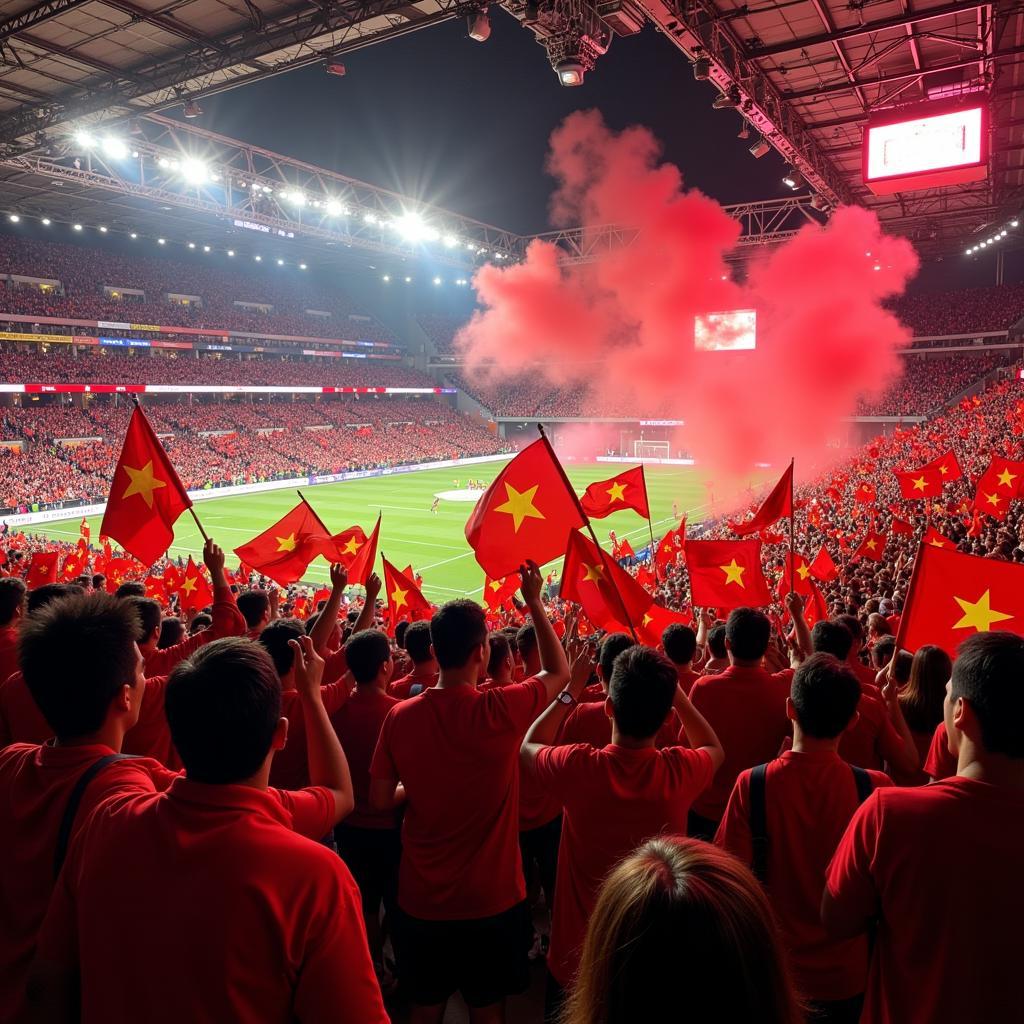 Vietnamesische Fans in der BayArena.