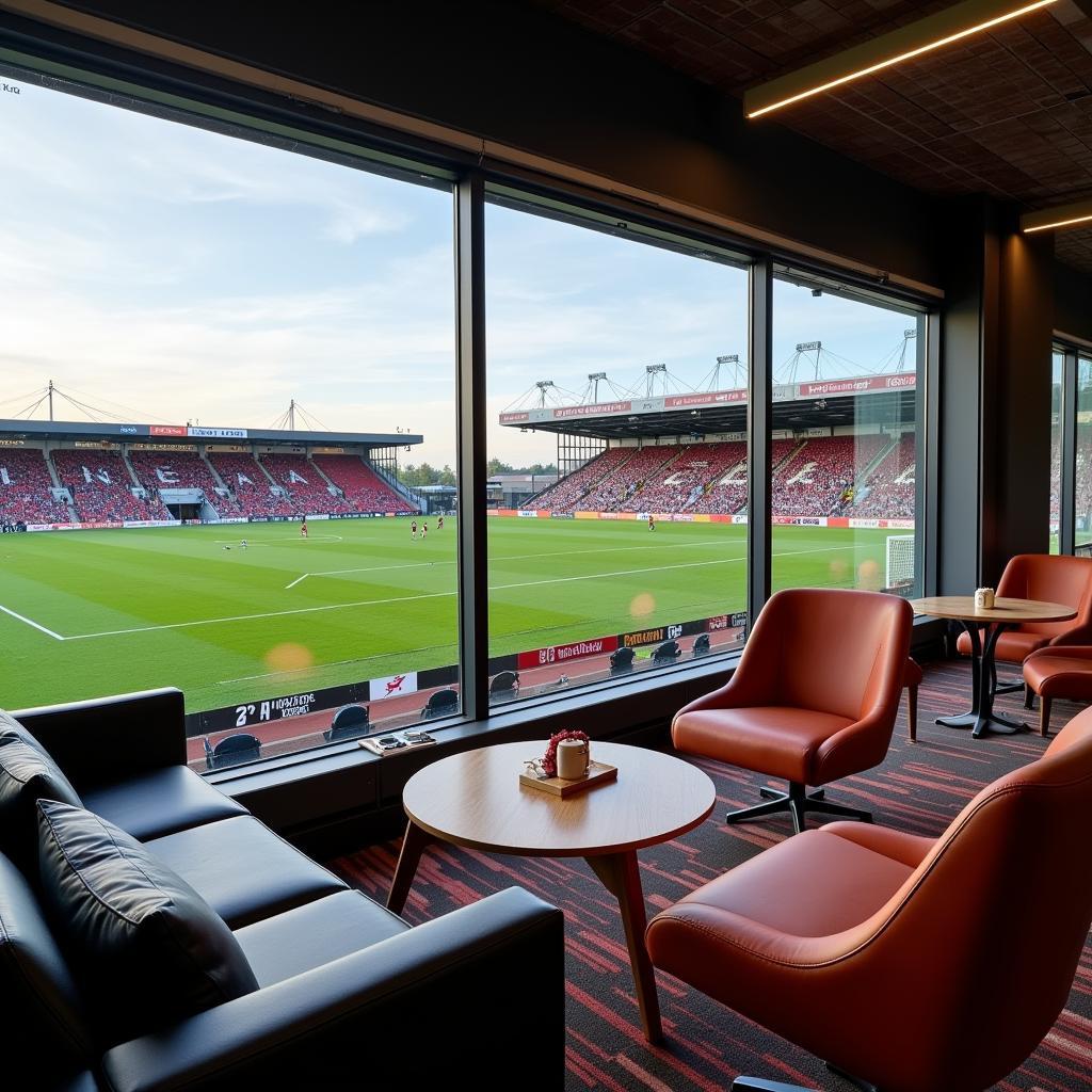 Exklusiver Blick auf das Spielfeld von der VIP Lounge West im Stadion