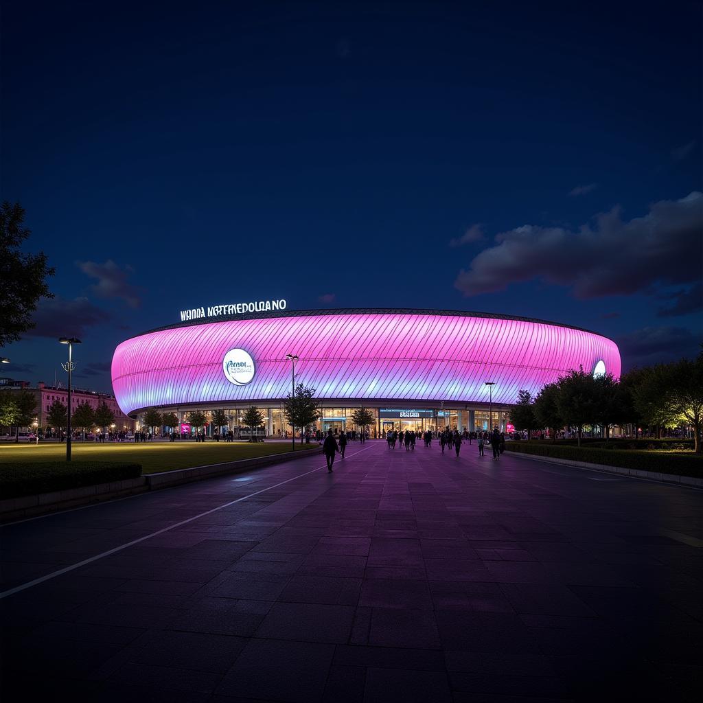 Wanda Metropolitano Stadion in Madrid bei Nacht