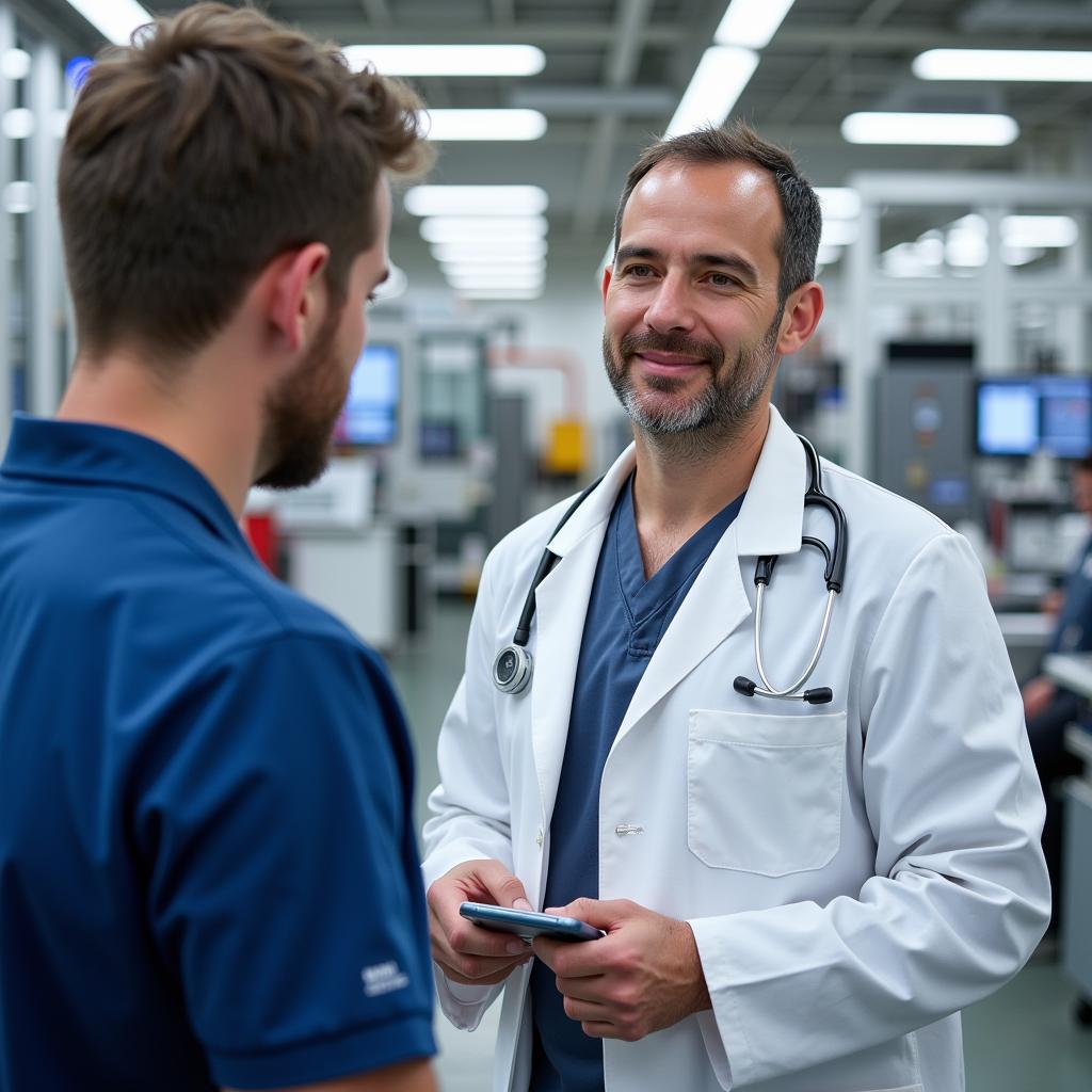 Regelmäßige Vorsorgeuntersuchungen beim Werksarzt von VW in Leverkusen.