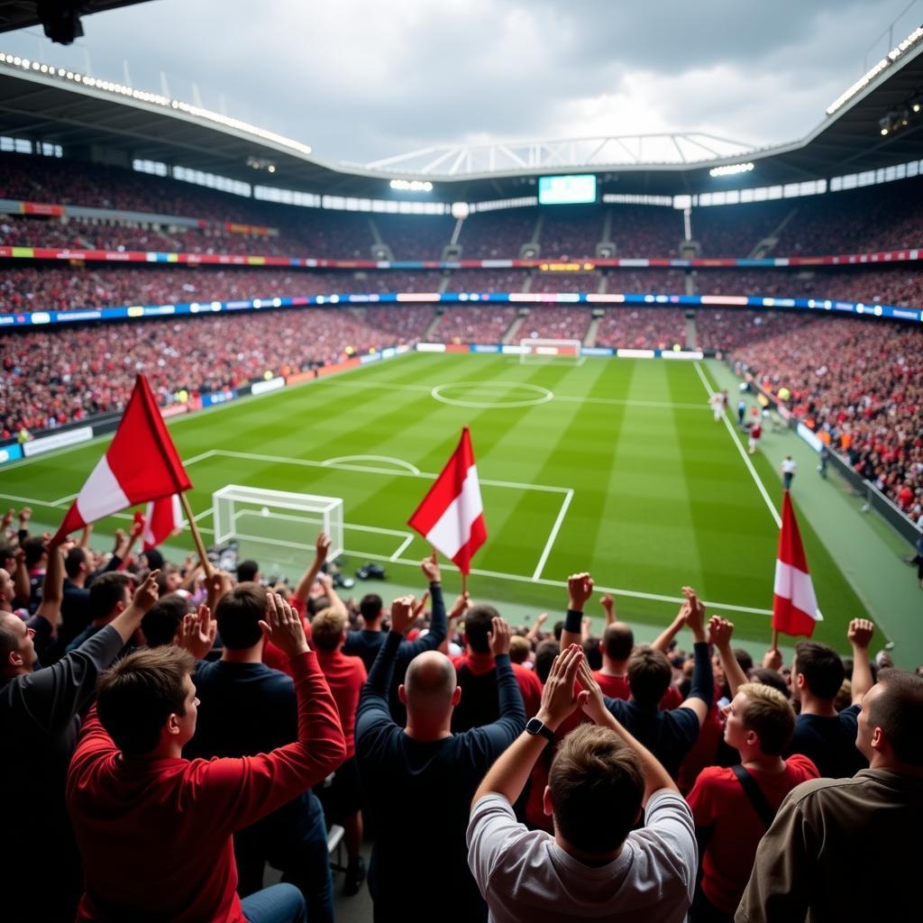 Fans im Stadion bei WHU gegen Leverkusen - Die Stimmung ist elektrisierend.