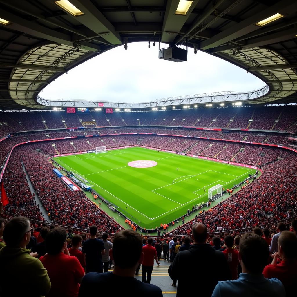 Stadionatmosphäre beim Spiel Wolfsburg gegen Leverkusen