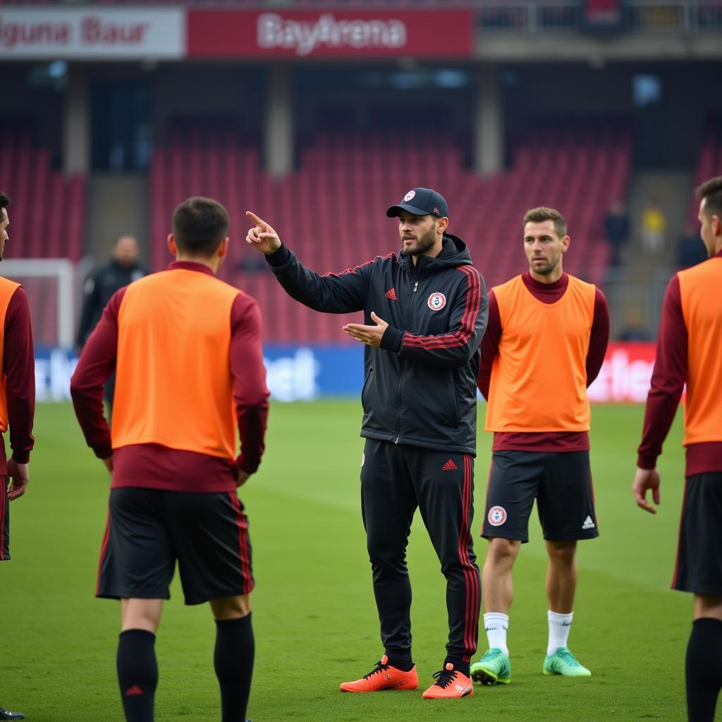 Xabi Alonso leitet das Training in der BayArena