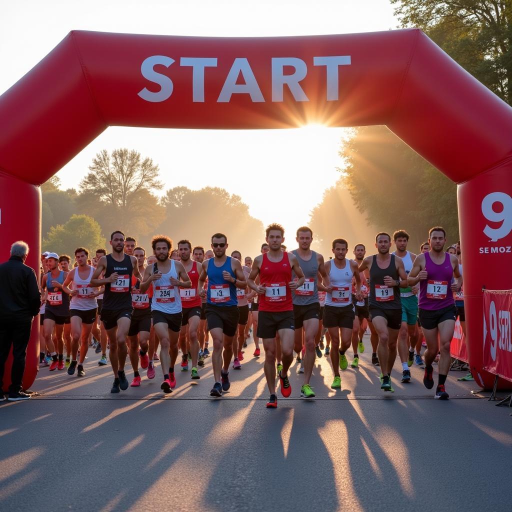 Start des 9 Meilen Laufs in Leverkusen