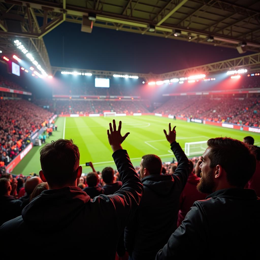 Fans im Stadion bei Aachen vs Leverkusen