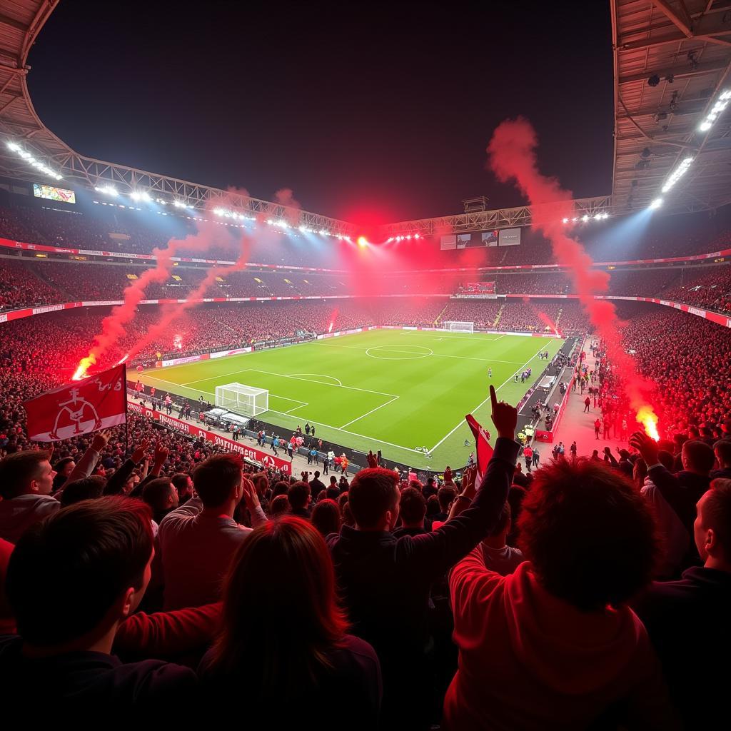 Stadionatmosphäre bei einem Aachen Leverkusen Spiel