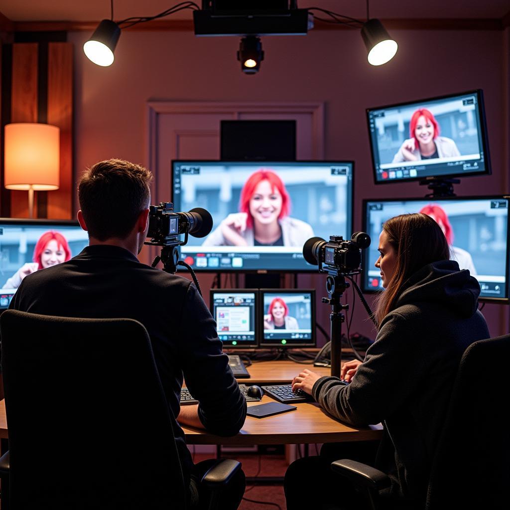 Das Produktionsteam von Alemannia Aachen Bayer Leverkusen TV bei der Arbeit