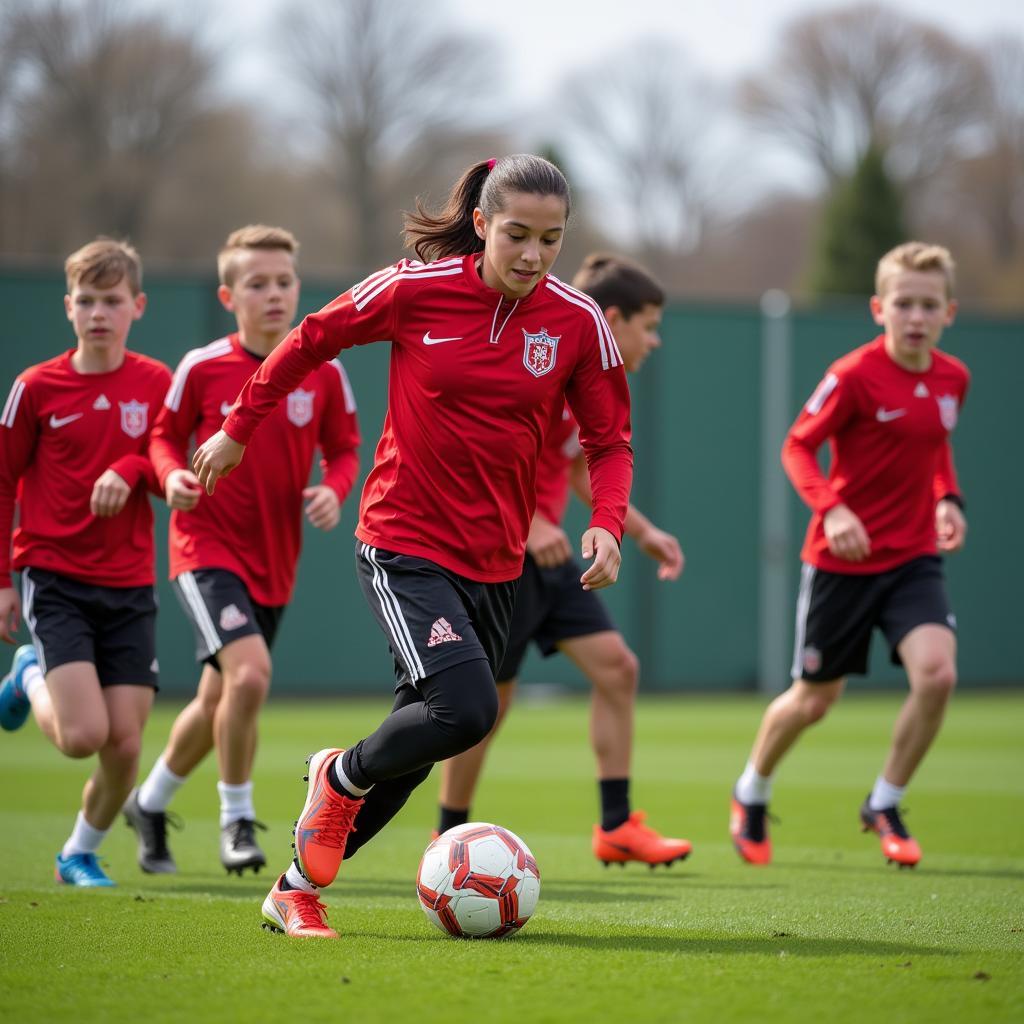 Die Jugendmannschaft von Alemannia Leverkusen beim Training