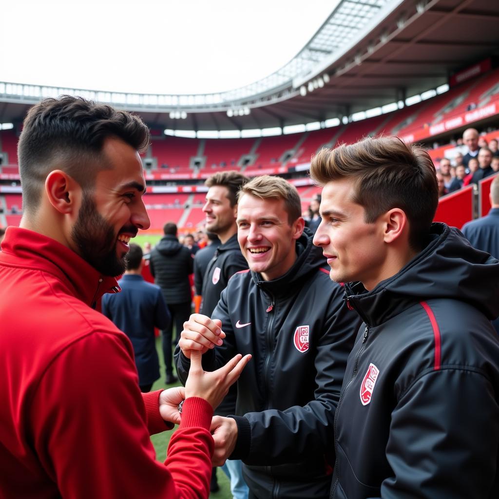 Amir Bajrami mit Fans in Leverkusen