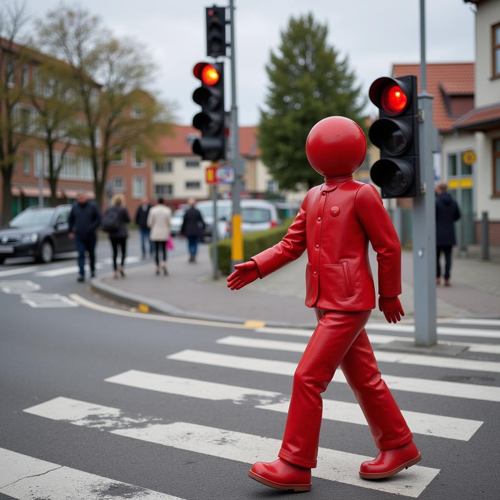 Ampelmännchen an der Oulustrasse Leverkusen für Fußgänger