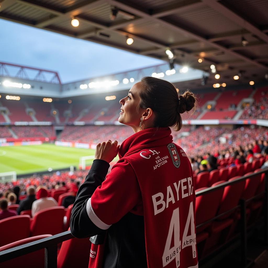 Angela Roths in der BayArena bei einem Heimspiel von Bayer 04 Leverkusen.