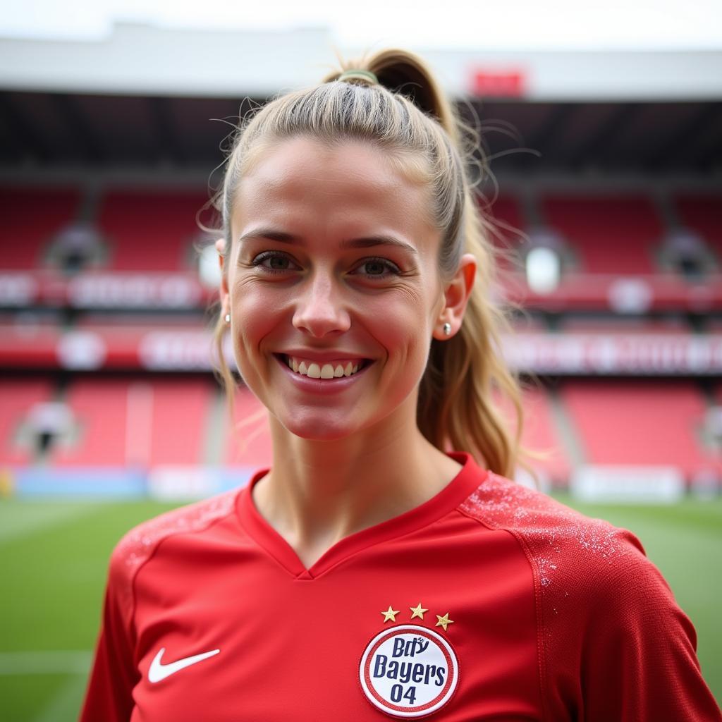 Porträt von Anna-Marie Leverkusen im Trikot von Bayer 04 Leverkusen.