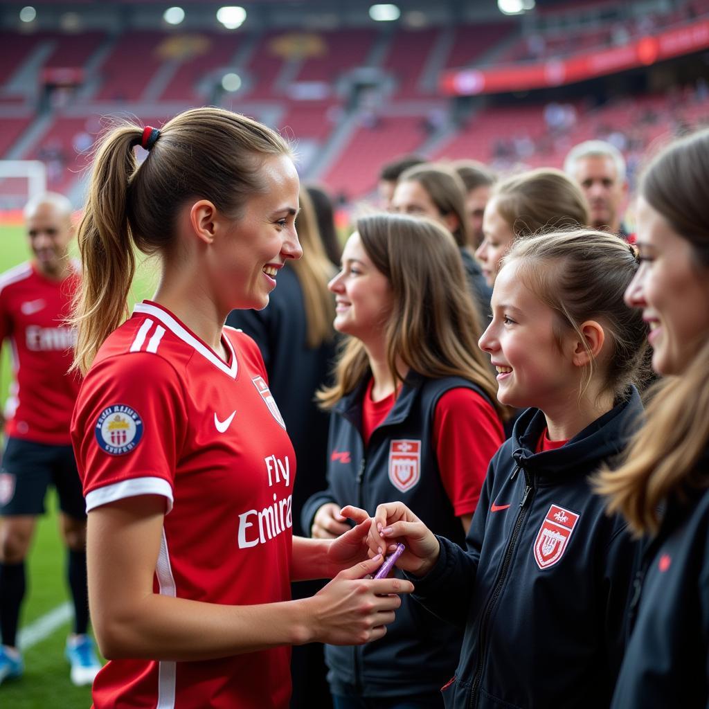 Anni Schneiders mit Fans in Leverkusen