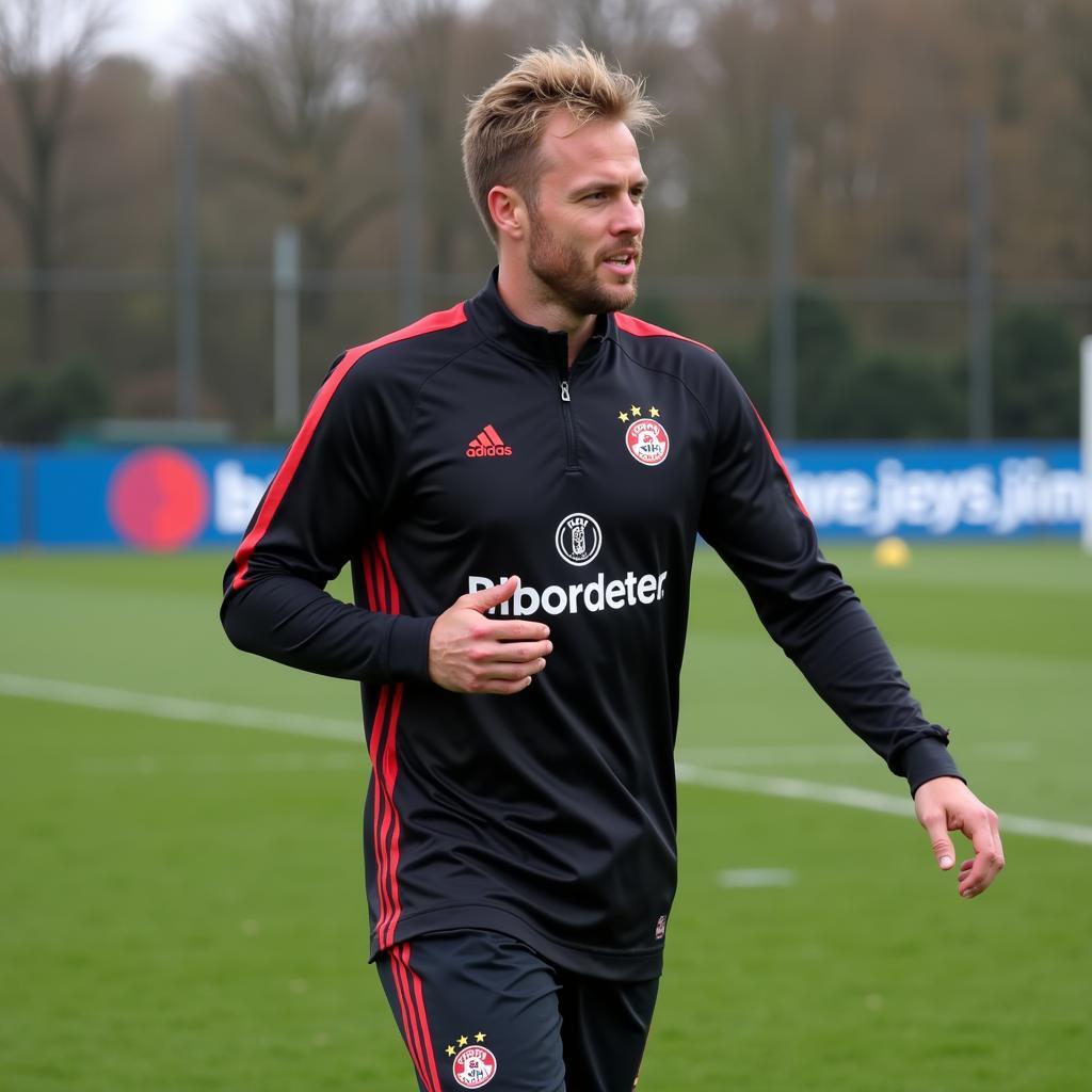 Artur Wenz beim Training mit Bayer 04 Leverkusen