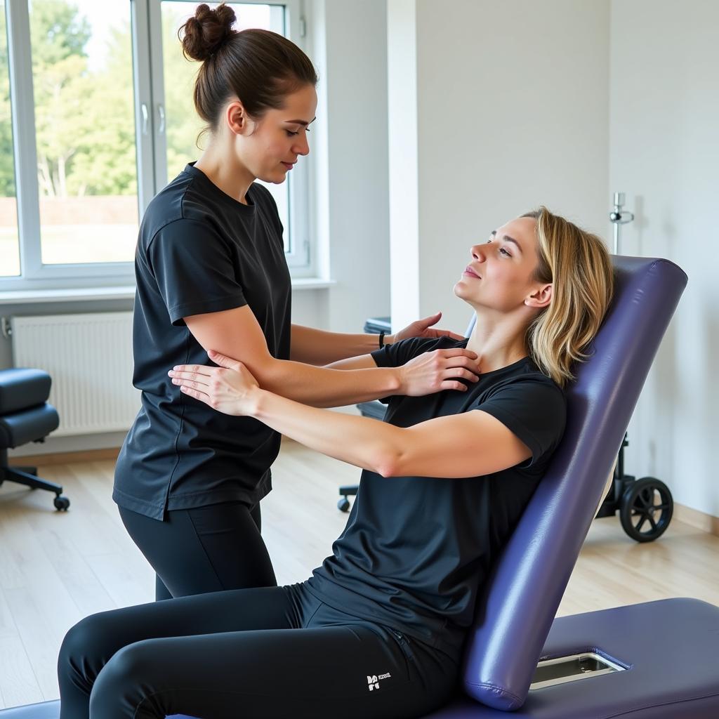 Physiotherapeut behandelt einen Patienten in Leverkusen