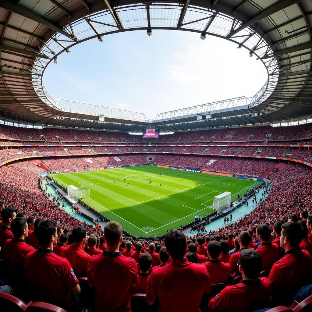 Atmosphäre im Stadion während des Spiels AS Roma gegen Bayer Leverkusen