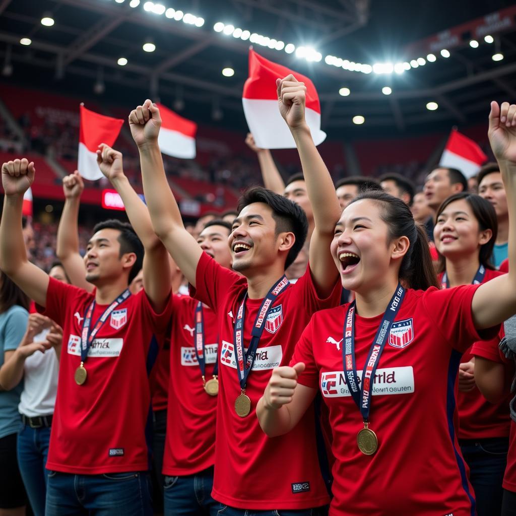 Asiatische Fans im Stadion