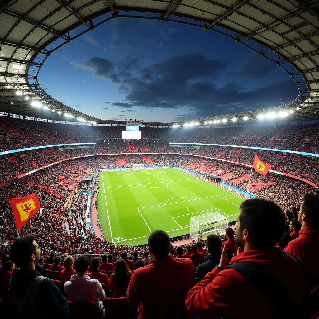 Fans von Atlanta Bergamo und Bayer Leverkusen im Stadion