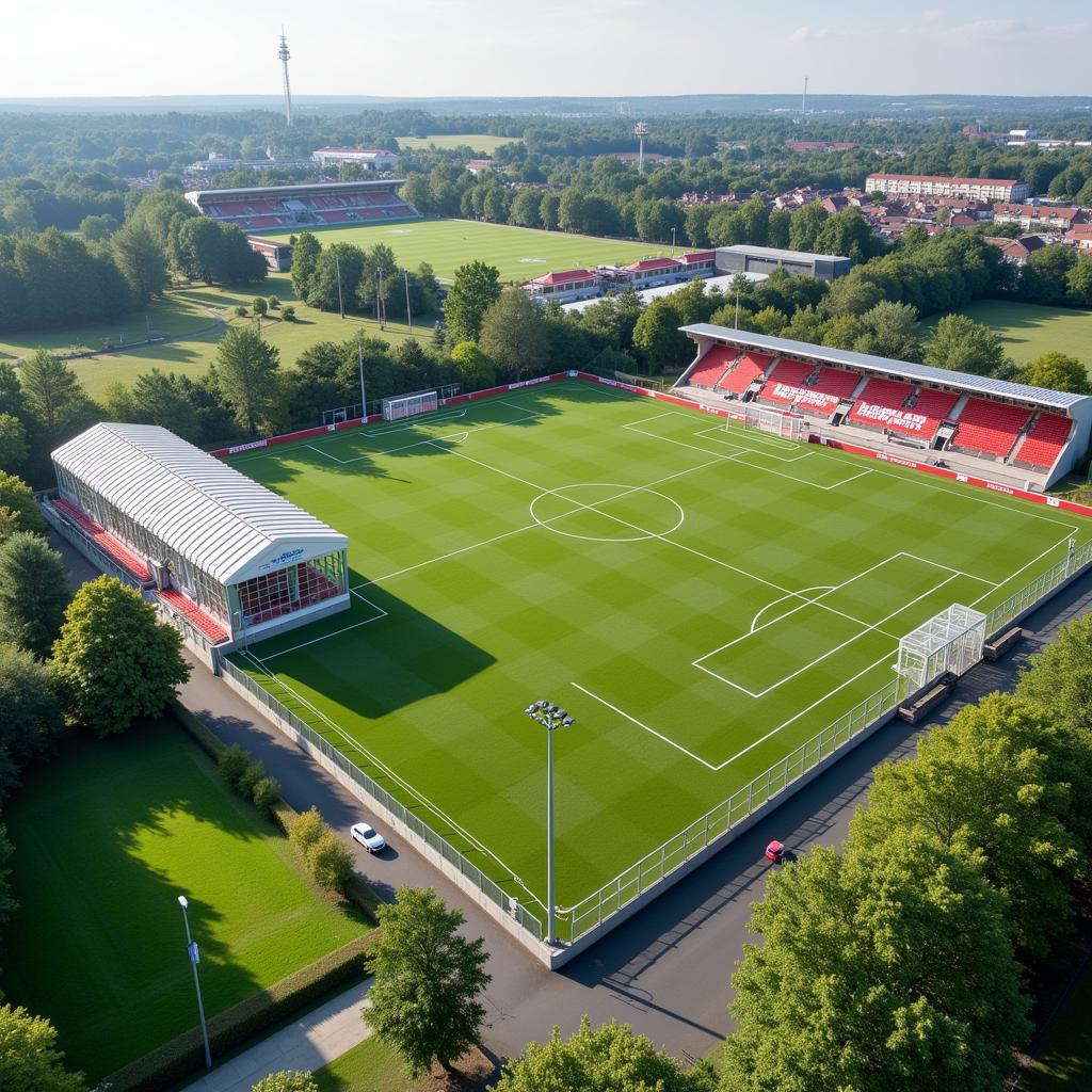 Professionelles Trainingsgelände von Bayer 04 Leverkusen an der Auestraße 1