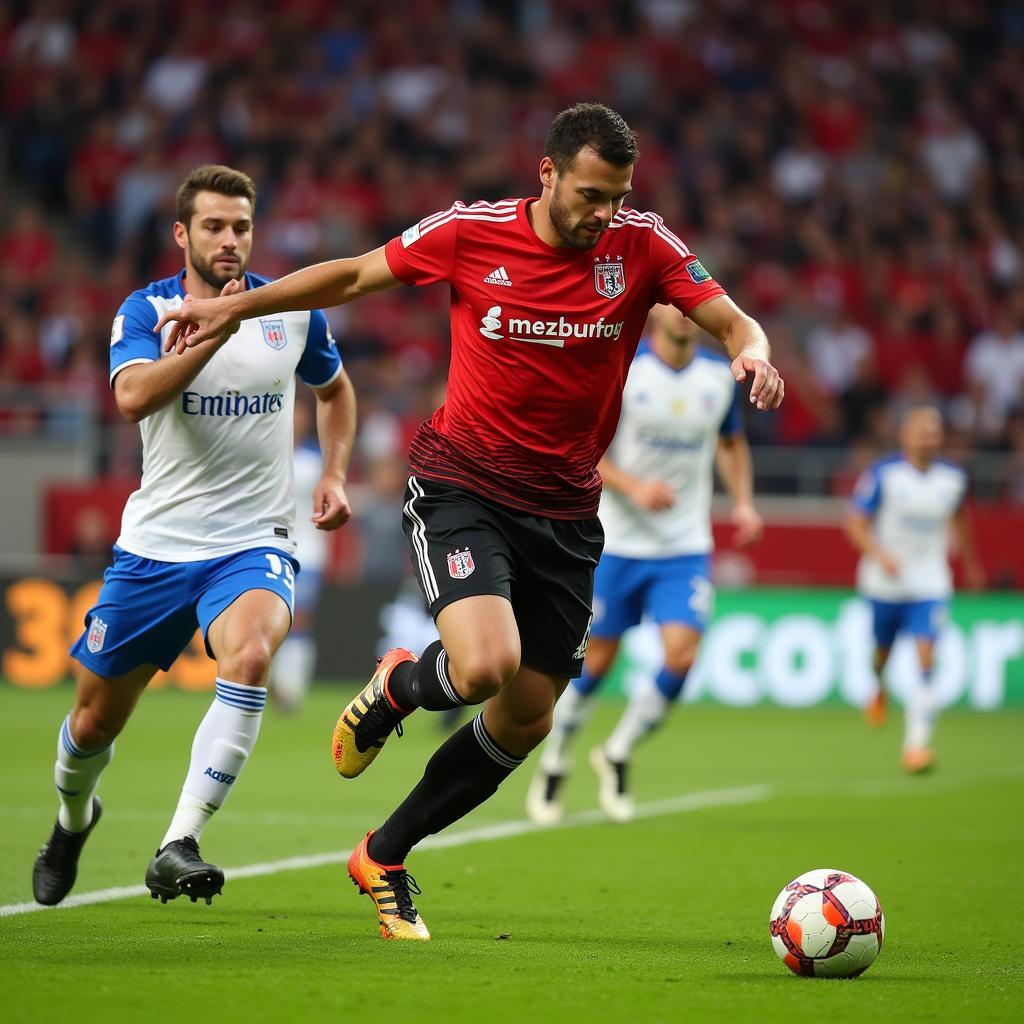 Erfolgreicher Torabschluss im Spiel Augsburg gegen Leverkusen