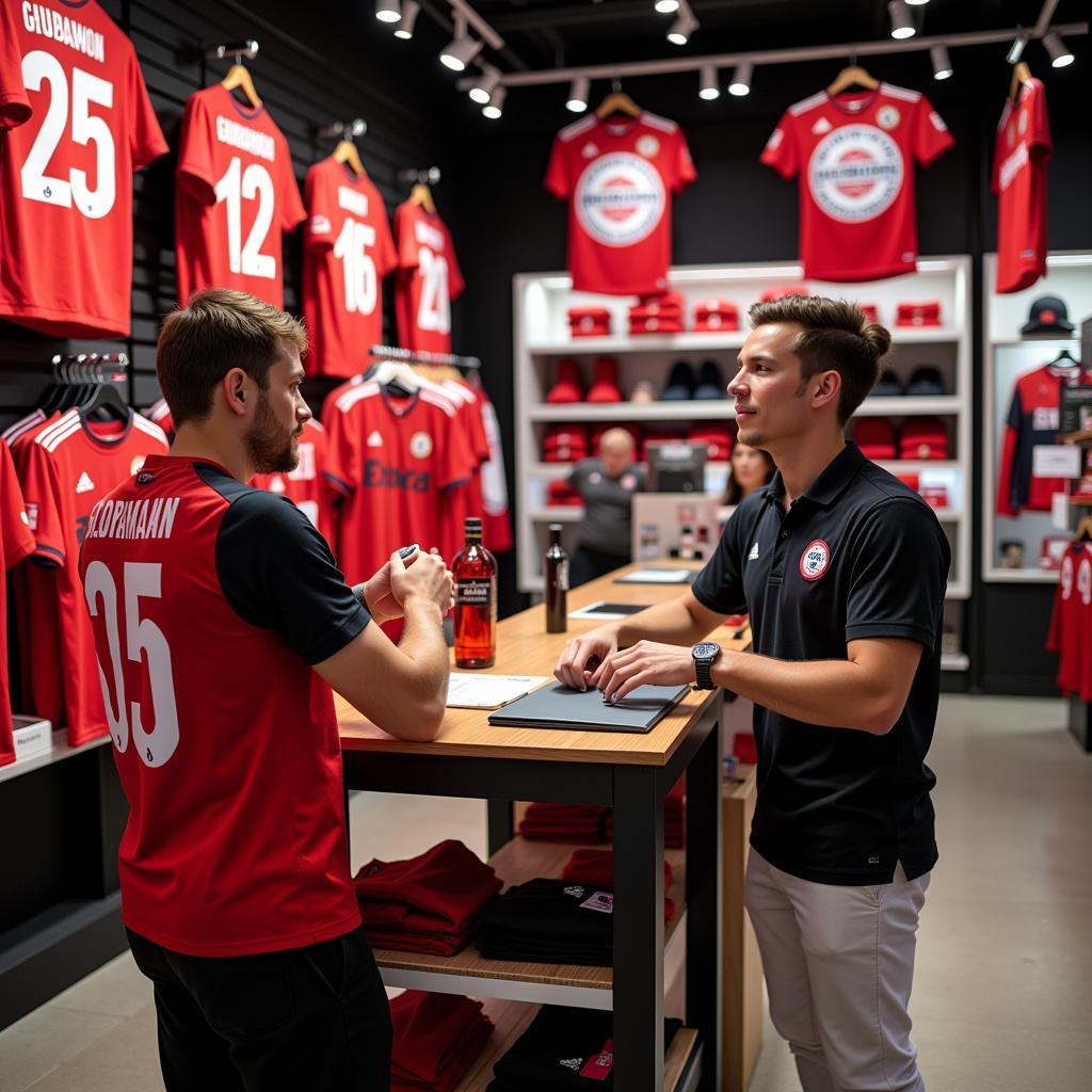 Aushilfe im Fanshop von Bayer 04 Leverkusen