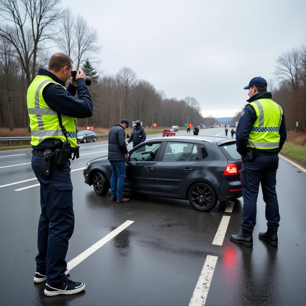 Unfallaufnahme durch die Autobahnpolizei A3 Leverkusen