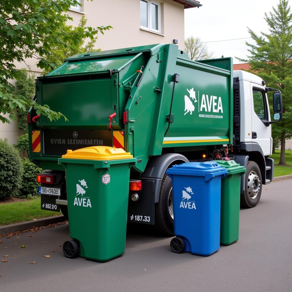 Abholung der AVEA Leverkusen Mülltonnen durch die Müllabfuhr