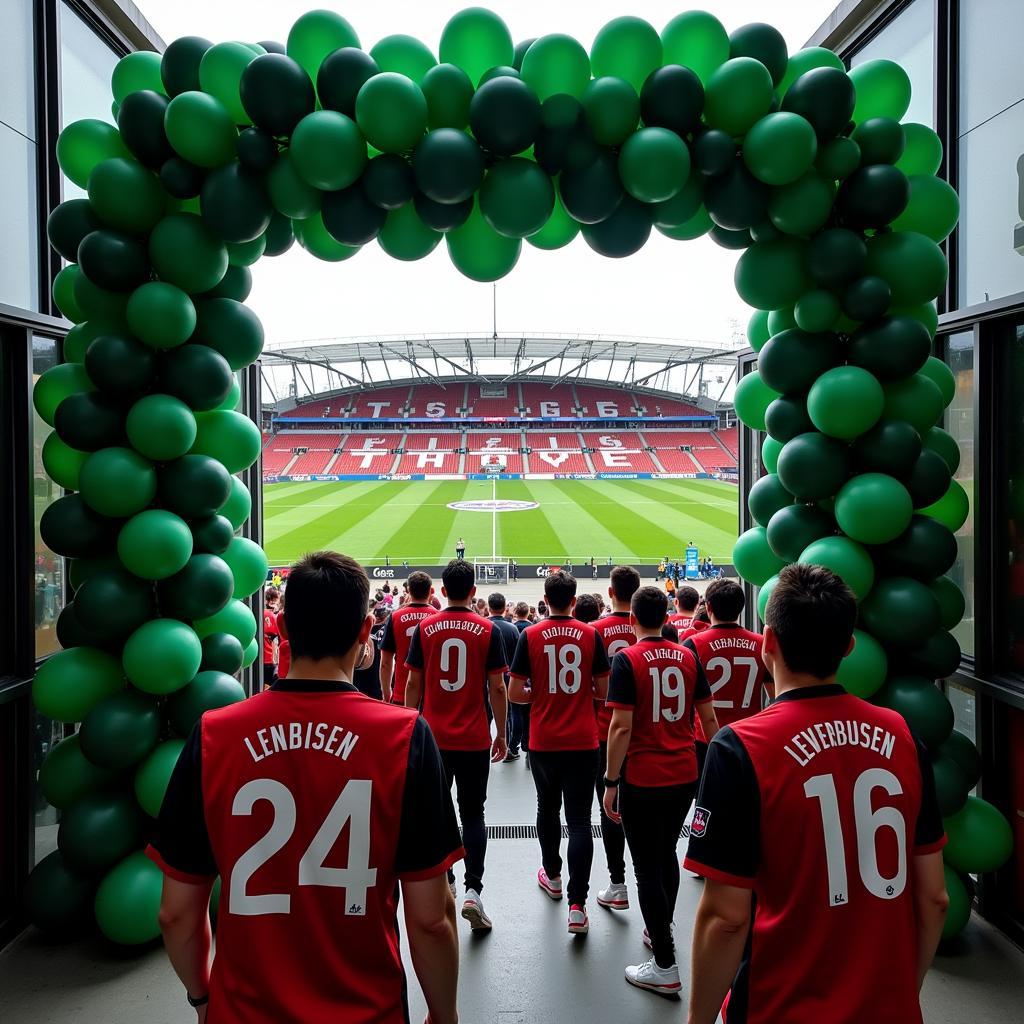 Ballongirlande Dunkelgrün Leverkusen im Stadion