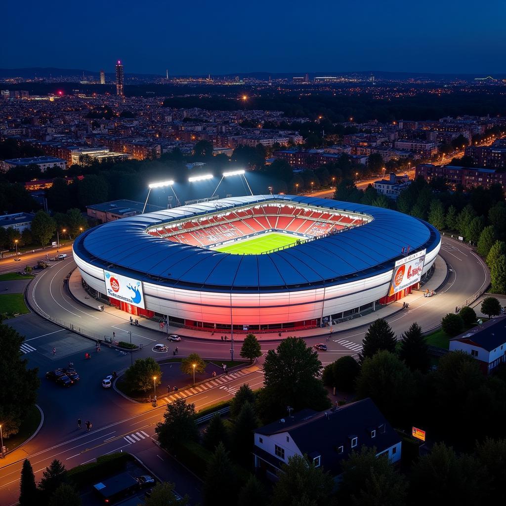 Die BayArena im Herzen von 51369 Leverkusen