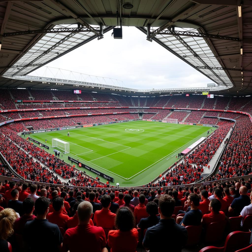 BayArena Kapazität bei einem Fußballspiel