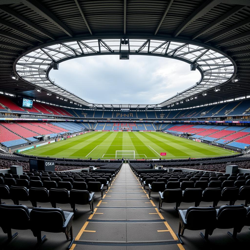 Ein Blick ins Innere der BayArena: Moderne Architektur und erstklassige Infrastruktur.