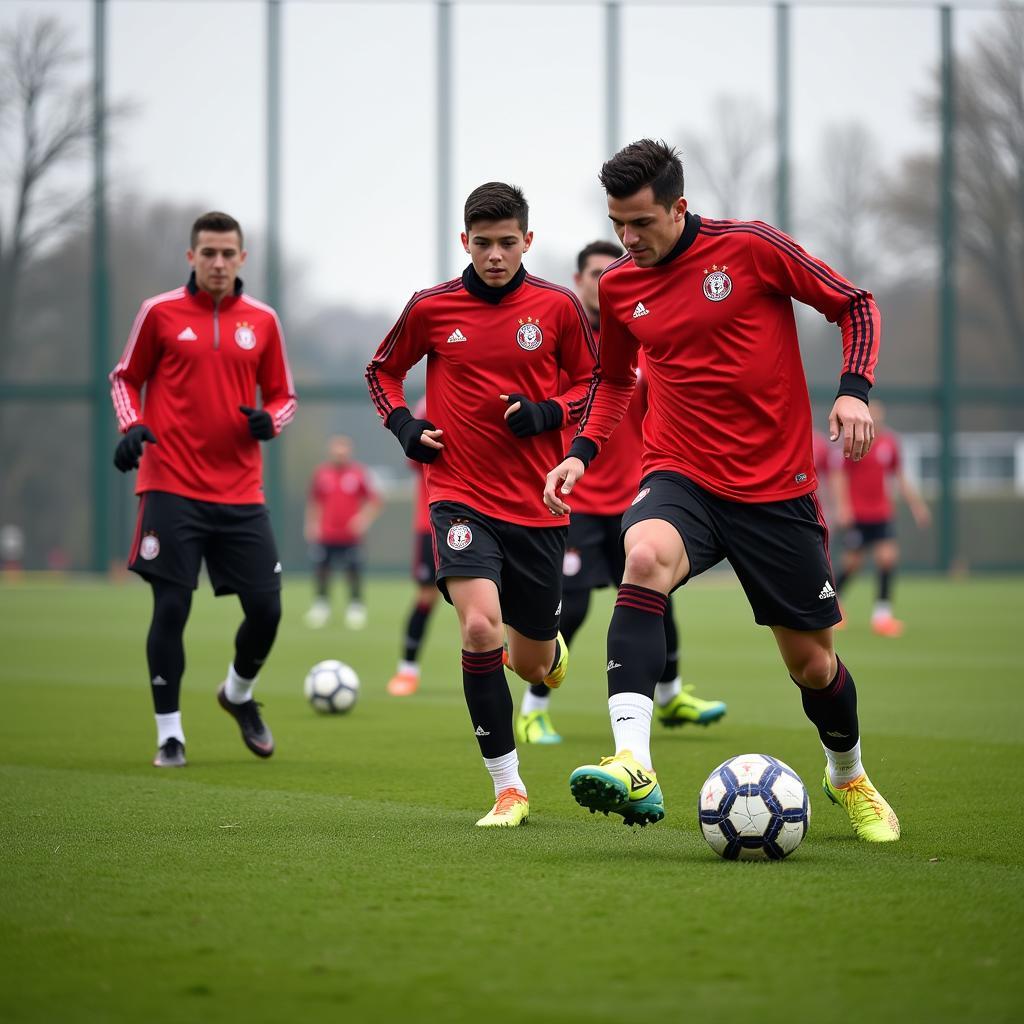 Jugendspieler von Bayer 04 Leverkusen im Training