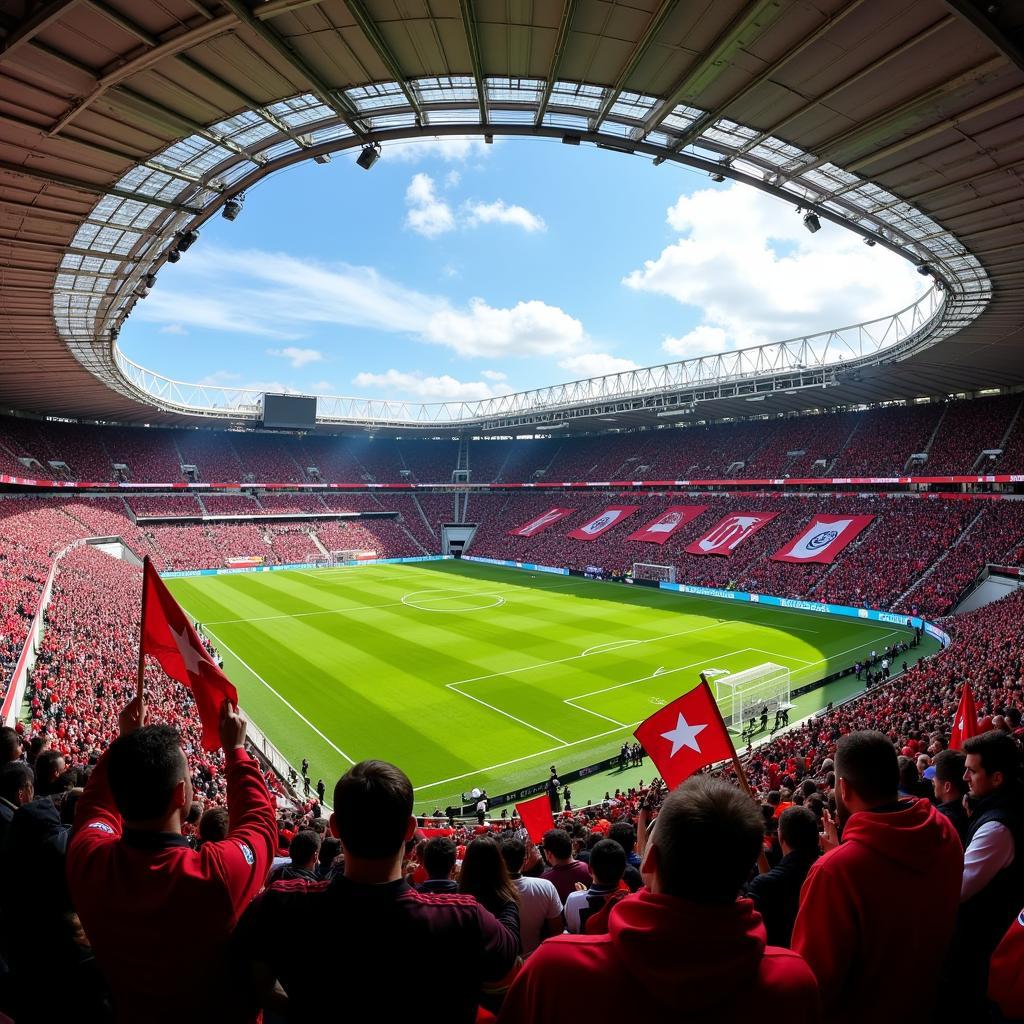 Fans im Stadion bei Bayer 04 Leverkusen vs. Juventus