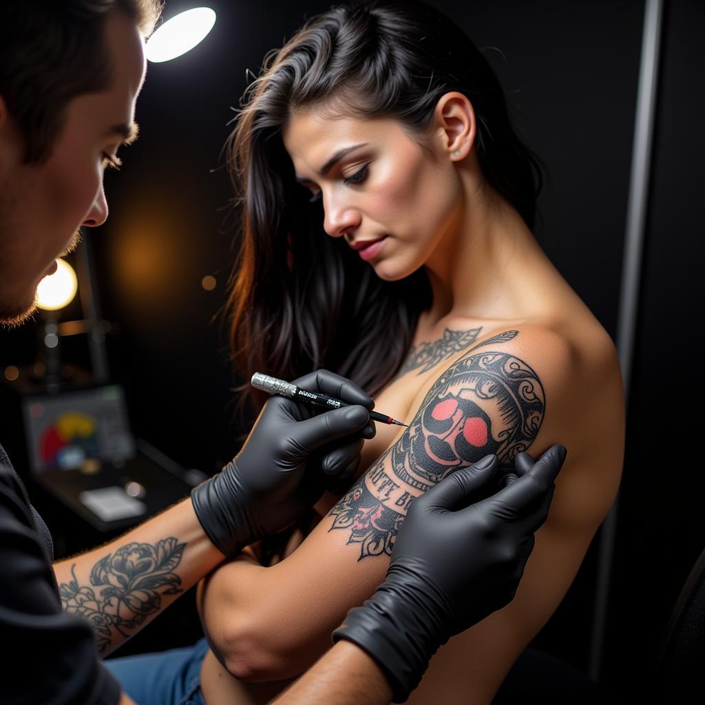 Bayer 04 Leverkusen Tattoo im Studio.