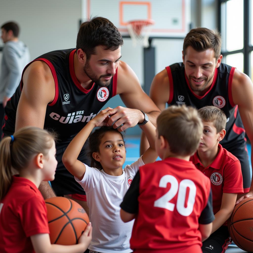 Bayer Giants Leverkusen Spieler engagieren sich in einem Community-Projekt