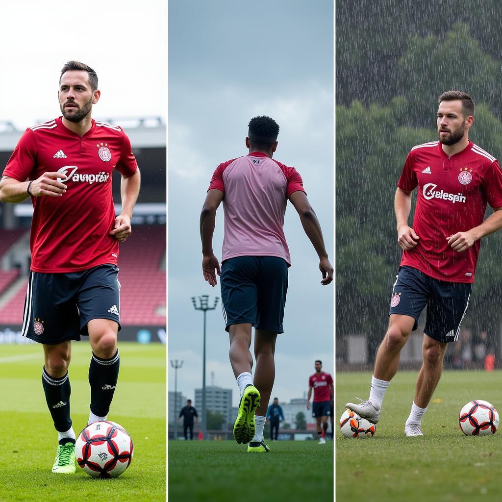 Bayer Leverkusen Training bei unterschiedlichen Wetterbedingungen