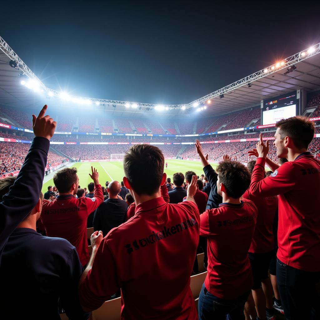 Jubelnde Fans im Stadion