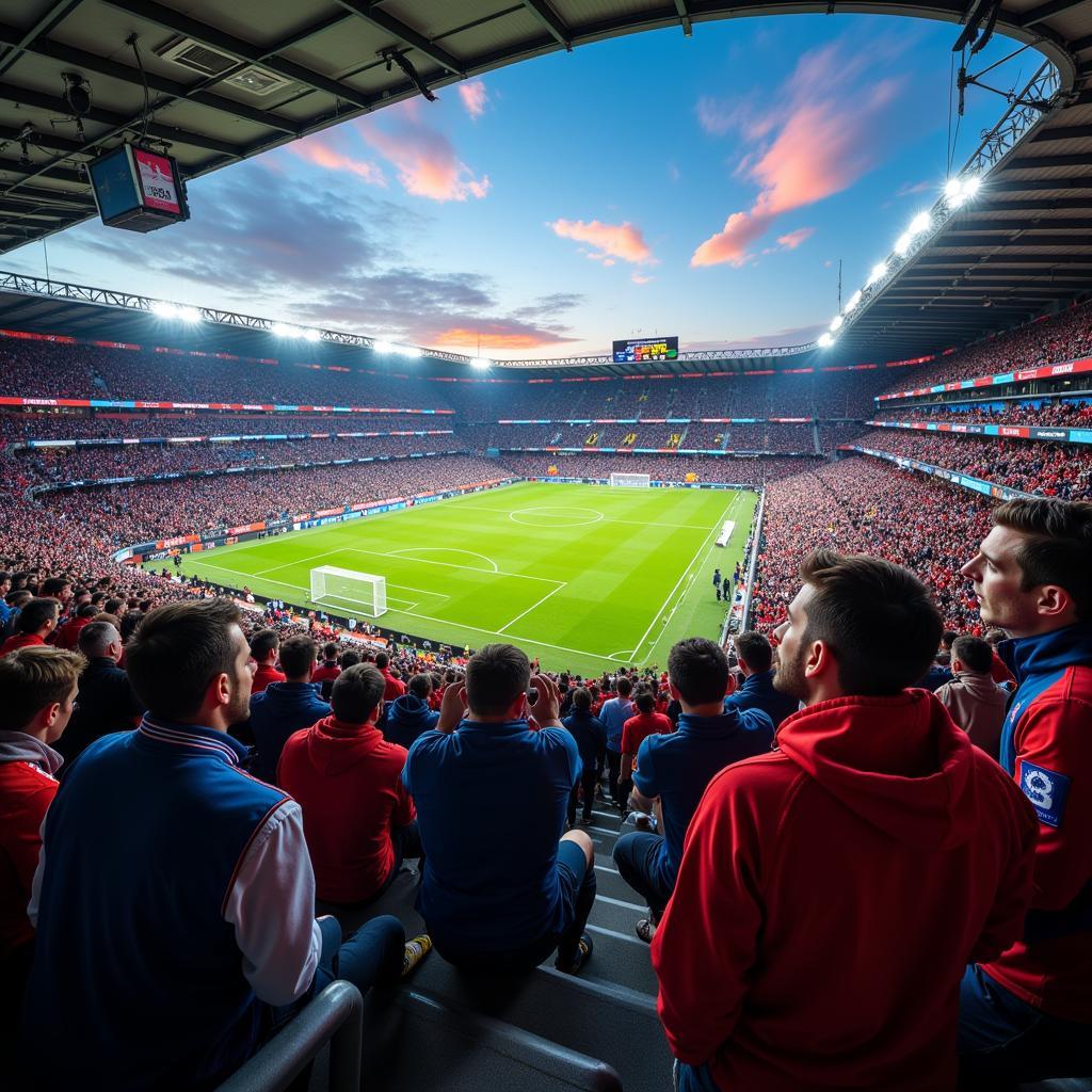 Fans von Bayer Leverkusen und BVB im Stadion