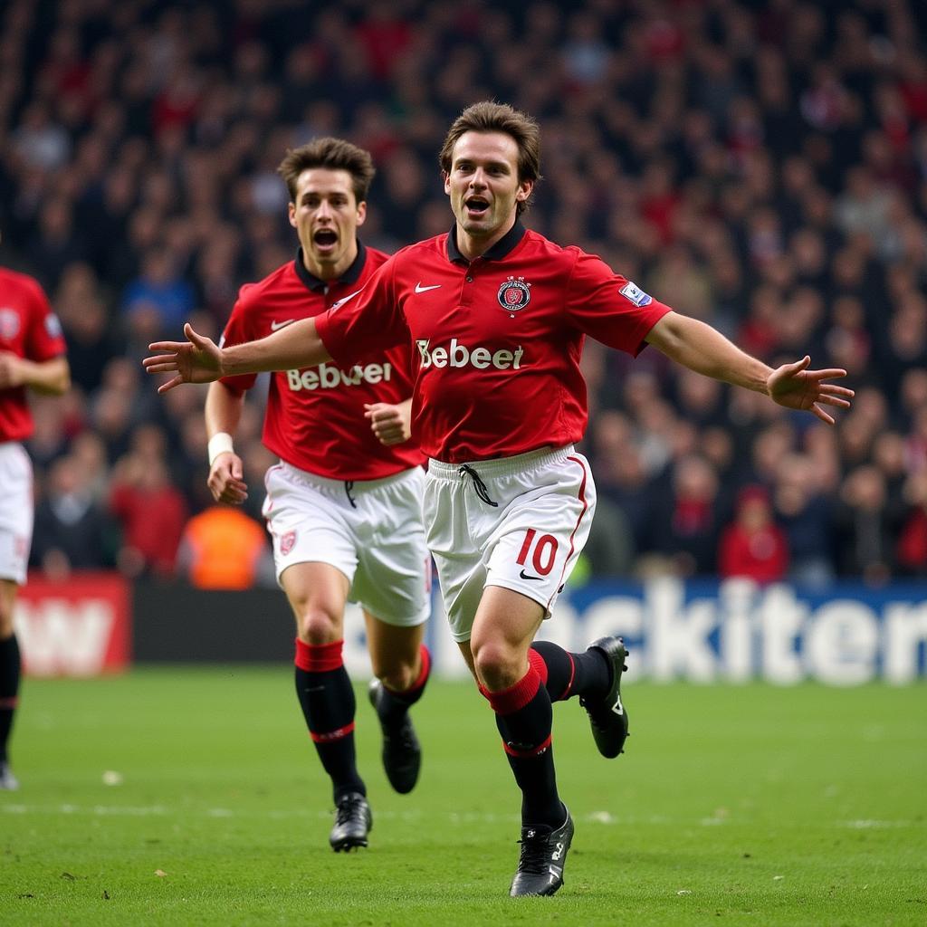 Bayer Leverkusen bezwingt Manchester United im Halbfinale der Champions League 2002.